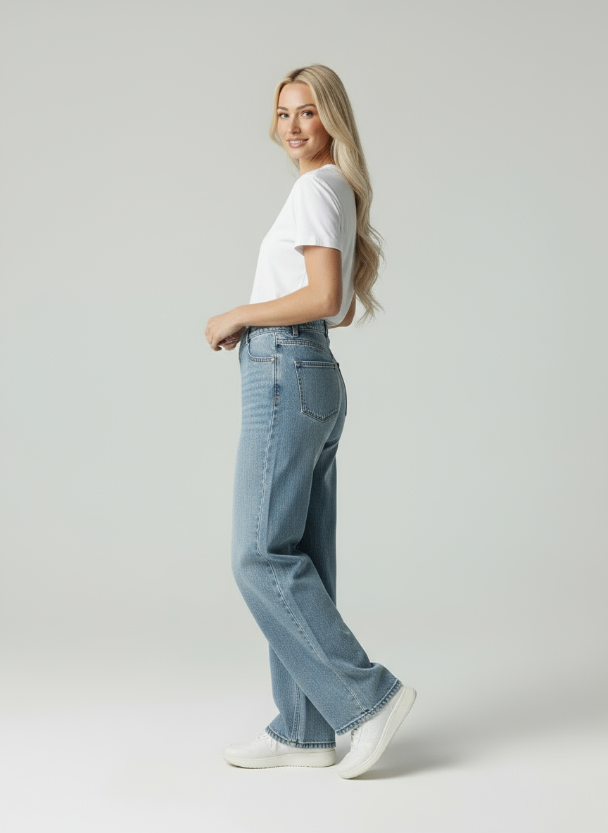 Lou | Hochtaillierte Weite Jeans