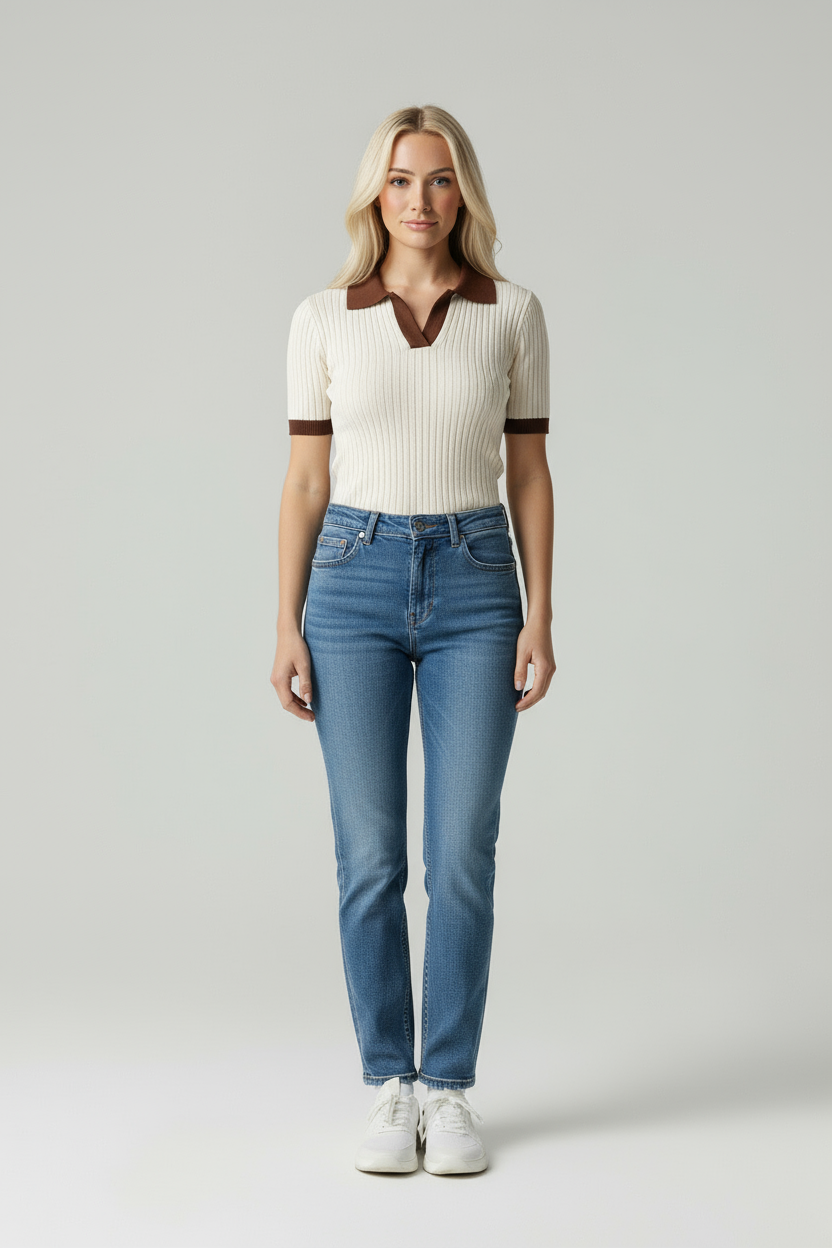 Hortense | Polo-Top mit Ripp