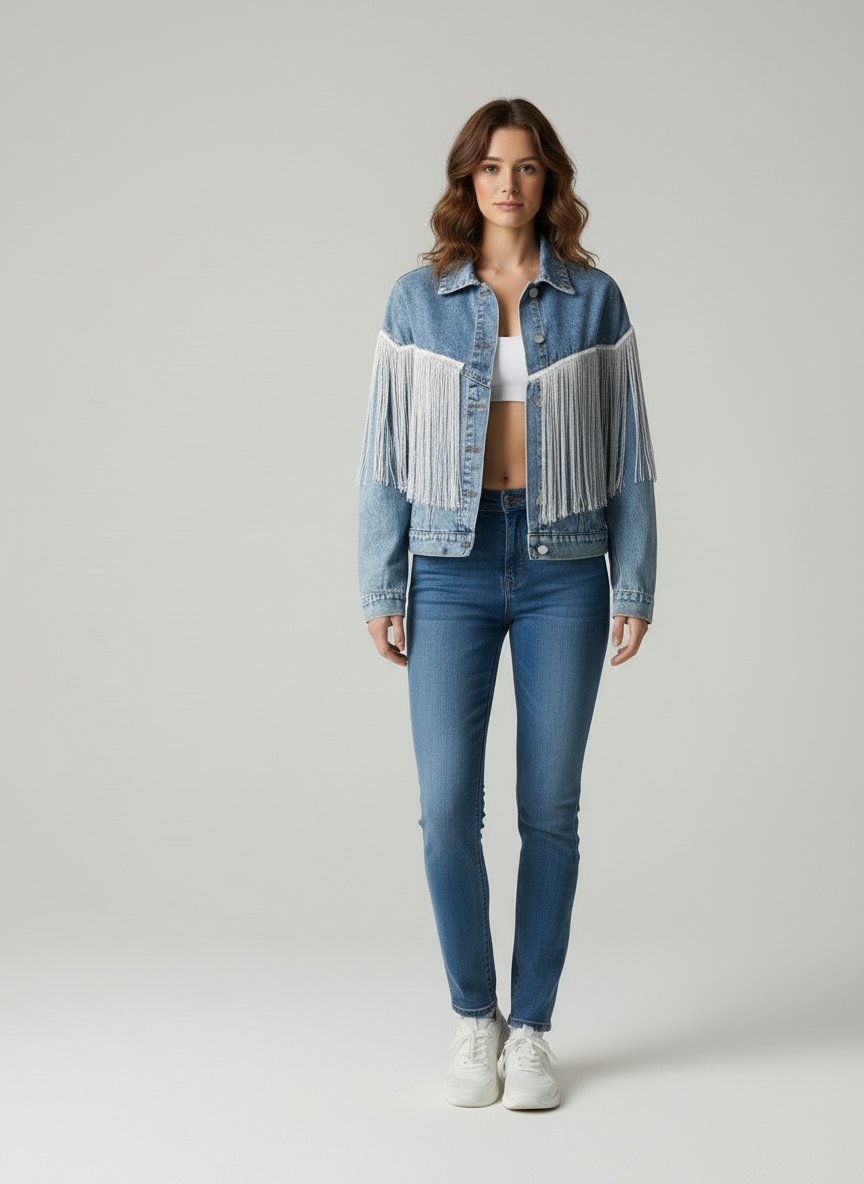 Jinte | Jeansjacke mit Fransen