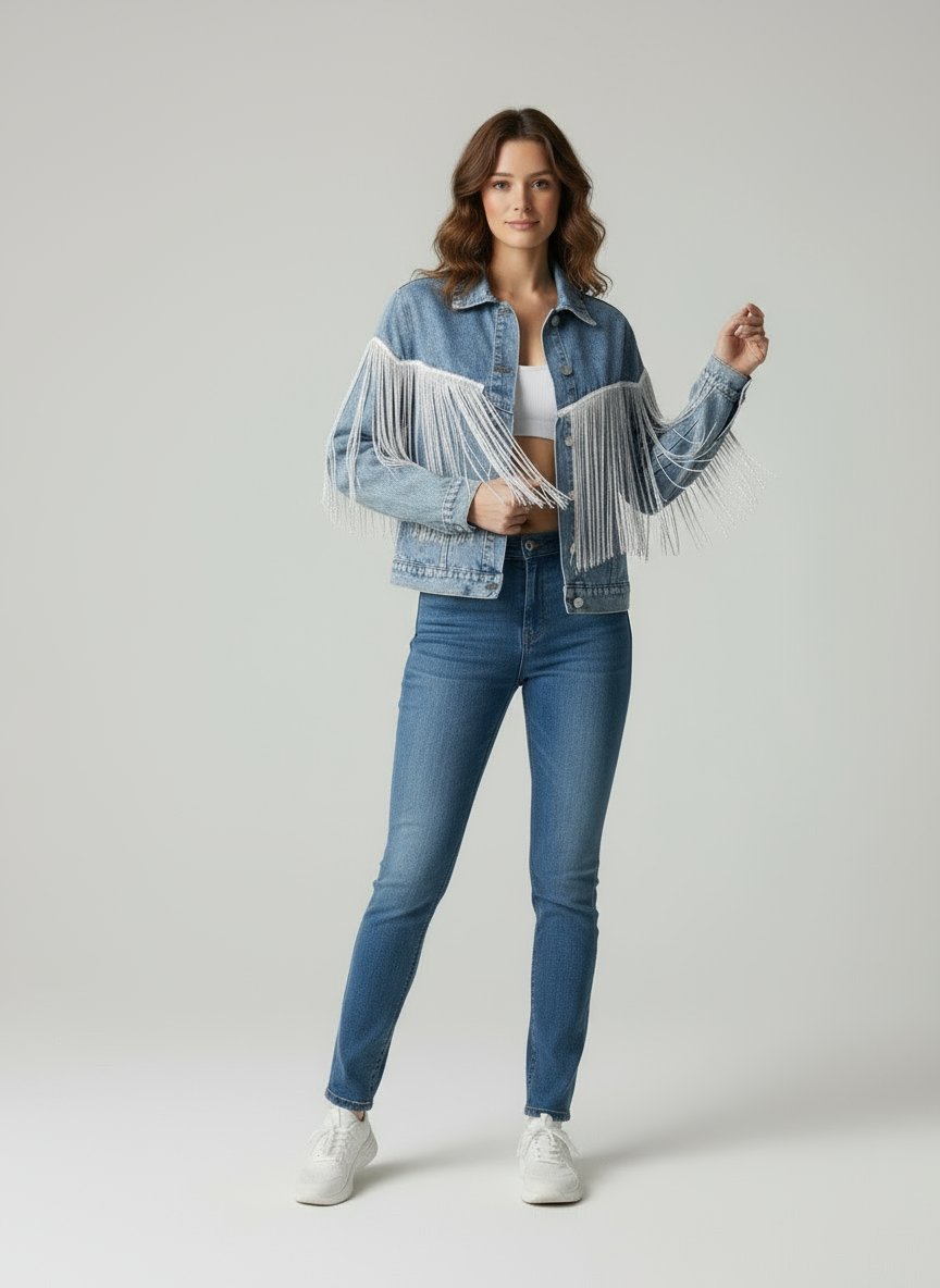 Jinte | Jeansjacke mit Fransen