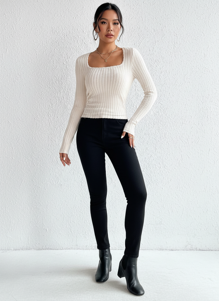 Juna | Langarm Ripp-Top