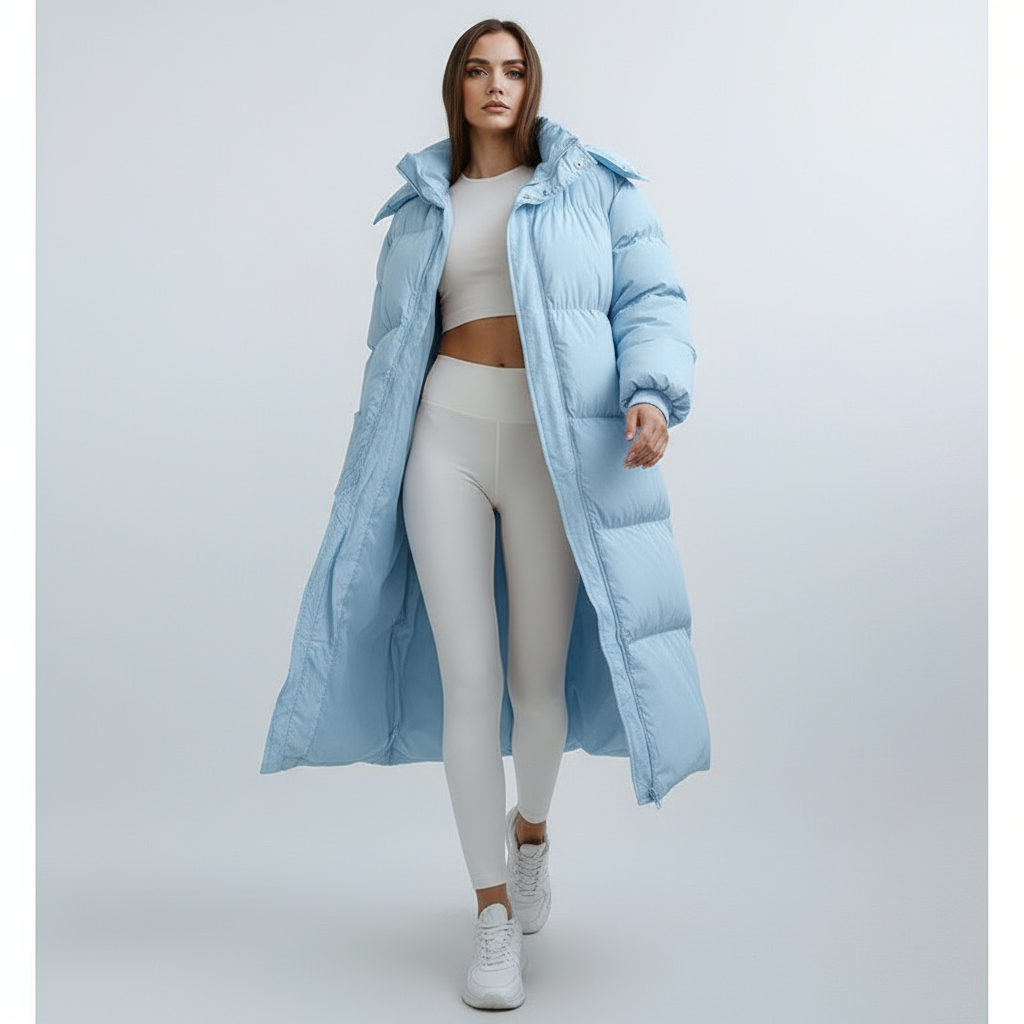 Isla | Lange gepolsterte Pufferjacke mit Kapuze