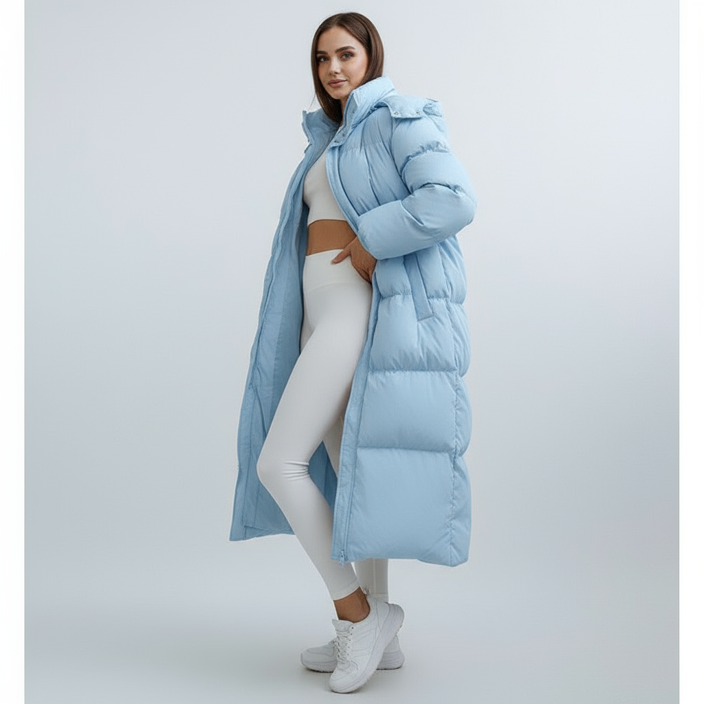 Isla | Lange gepolsterte Pufferjacke mit Kapuze