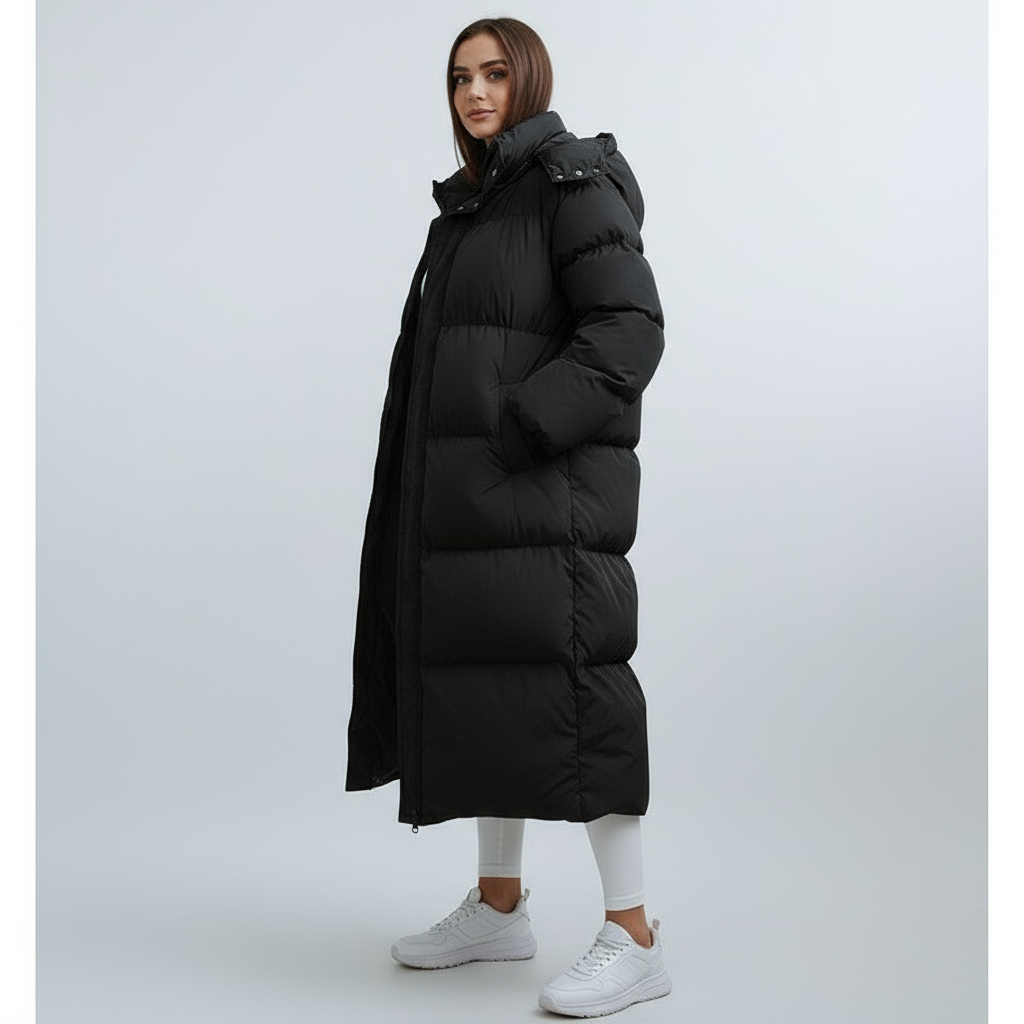 Isla | Lange gepolsterte Pufferjacke mit Kapuze