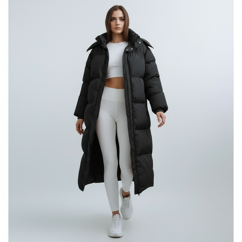 Isla | Lange gepolsterte Pufferjacke mit Kapuze