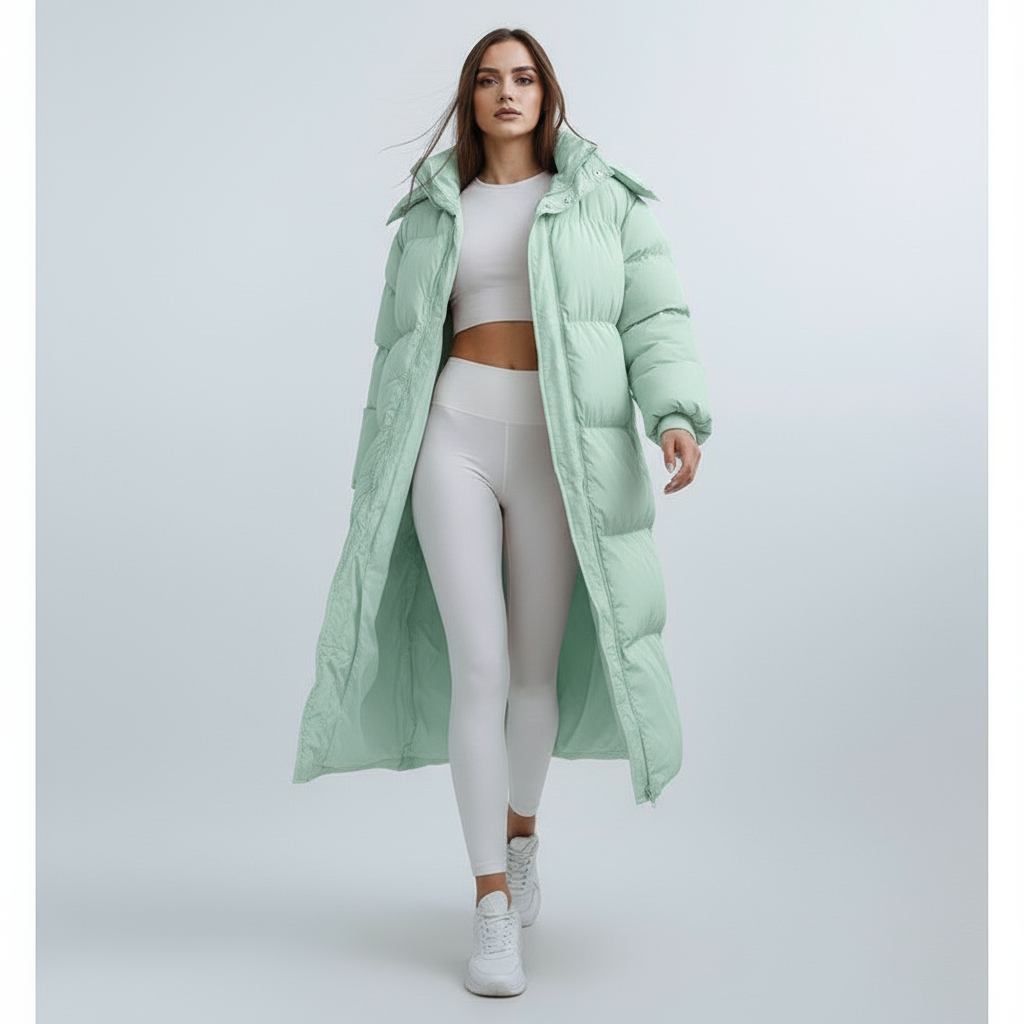 Isla | Lange gepolsterte Pufferjacke mit Kapuze