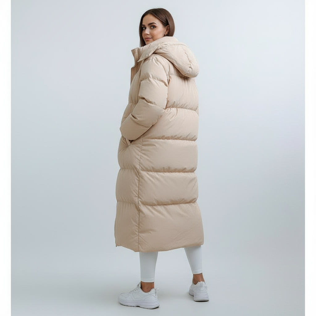 Isla | Lange gepolsterte Pufferjacke mit Kapuze