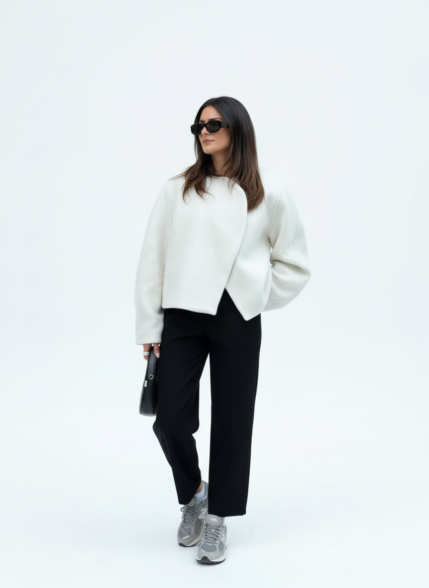 Noor | Asymmetrisch Verschlossene Wolljacke