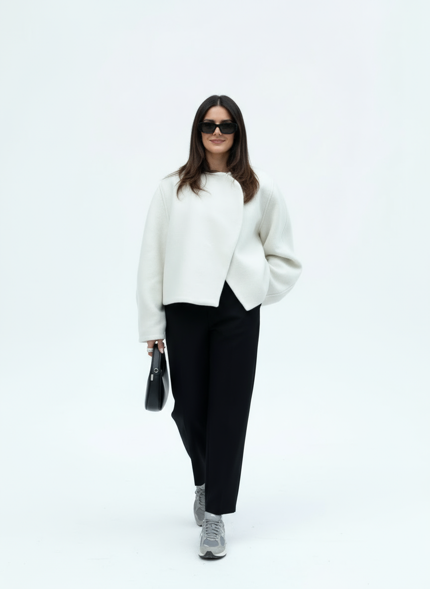 Noor | Asymmetrisch Verschlossene Wolljacke