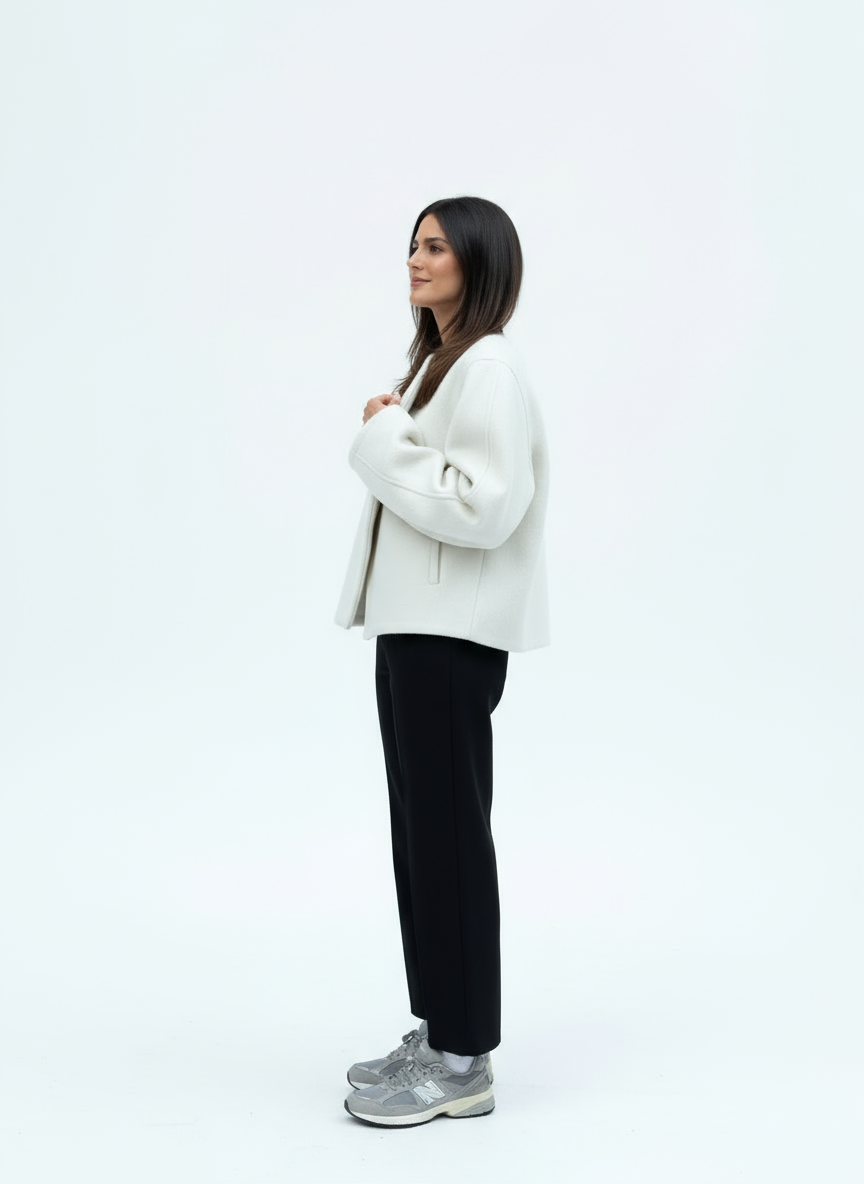 Noor | Asymmetrisch Verschlossene Wolljacke