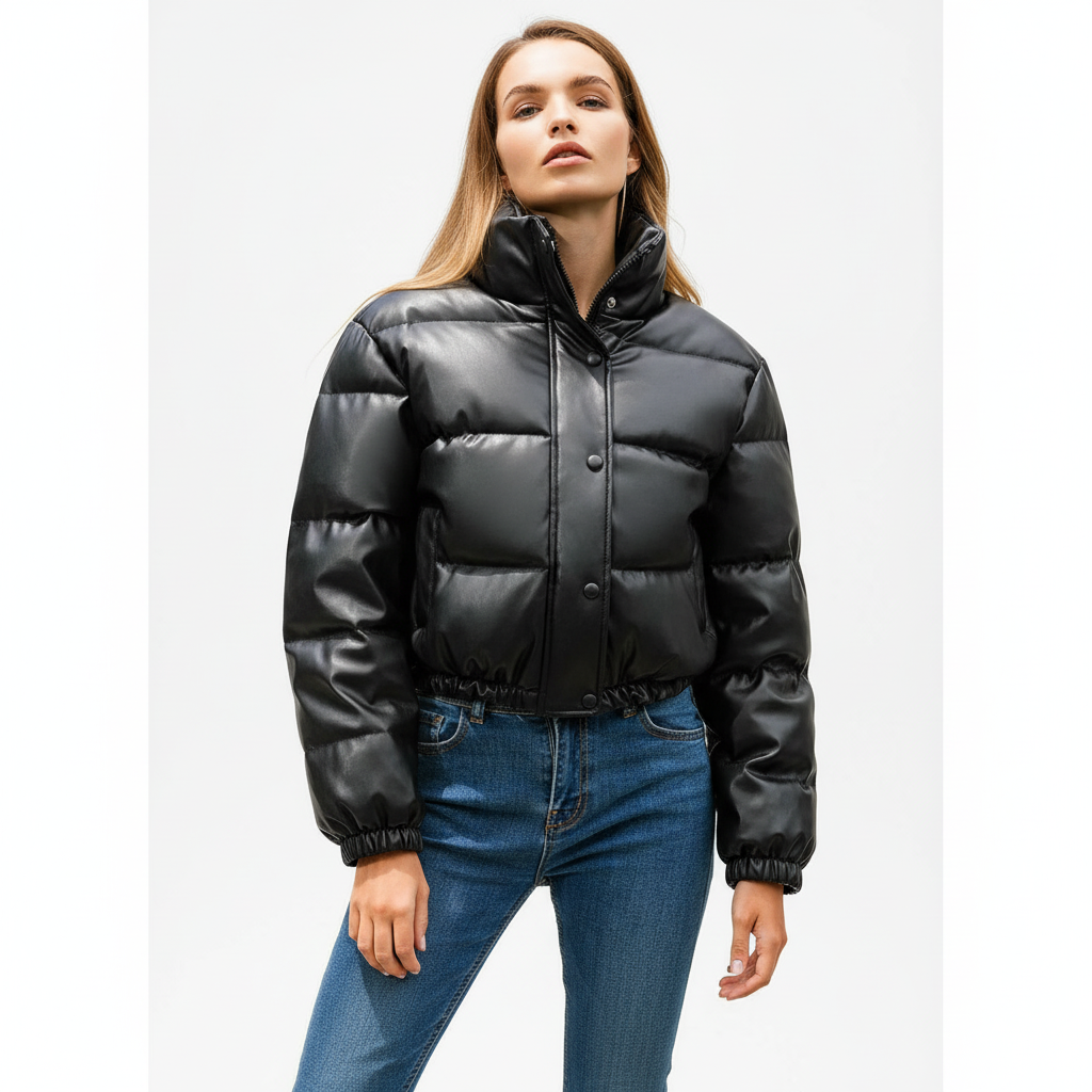 Jade | Vegane Leder-Pufferjacke