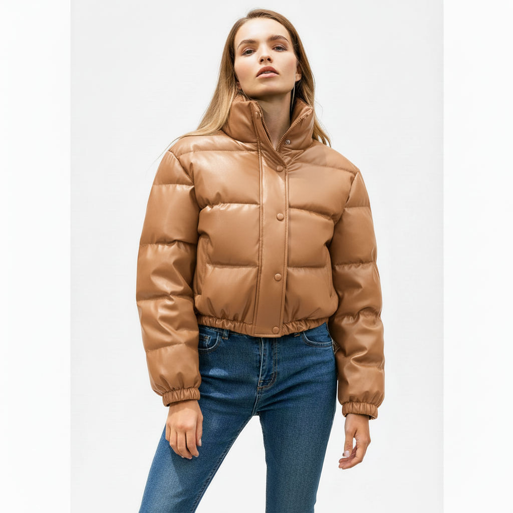 Jade | Vegane Leder-Pufferjacke