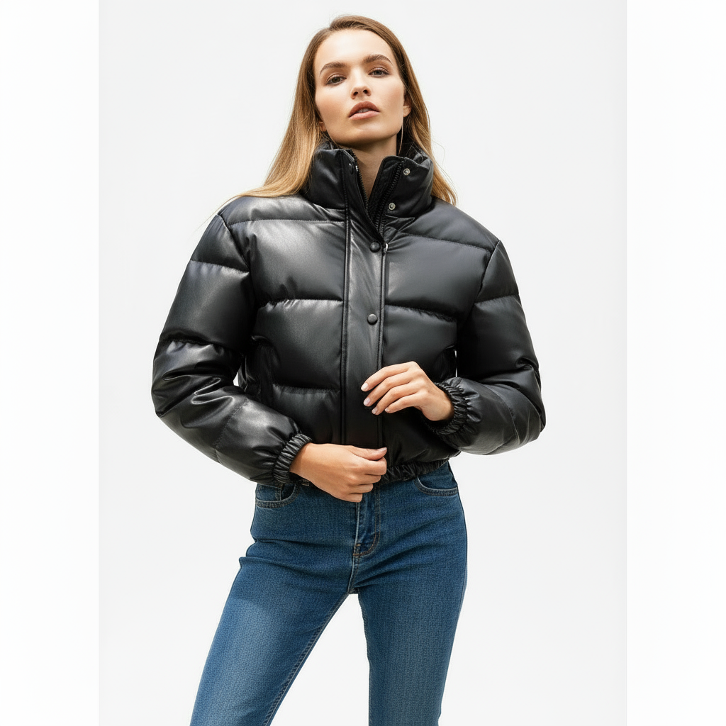 Jade | Vegane Leder-Pufferjacke