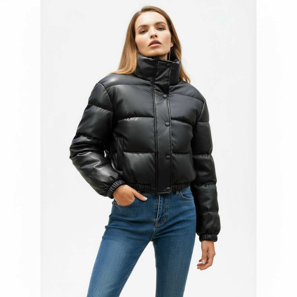 Jade | Vegane Leder-Pufferjacke
