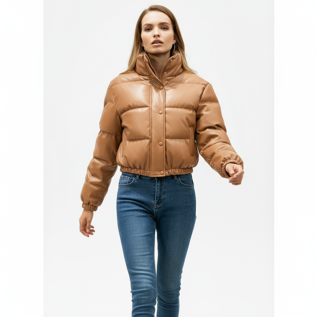 Jade | Vegane Leder-Pufferjacke