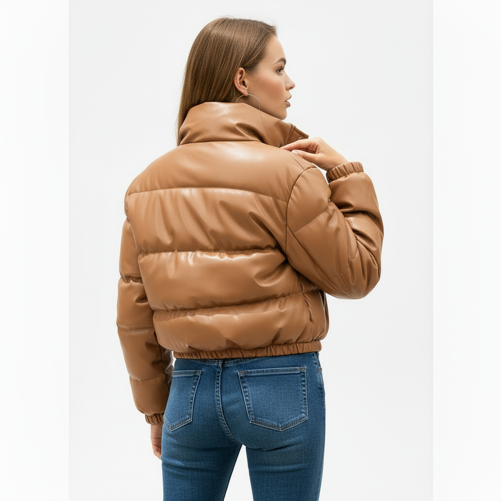 Jade | Vegane Leder-Pufferjacke