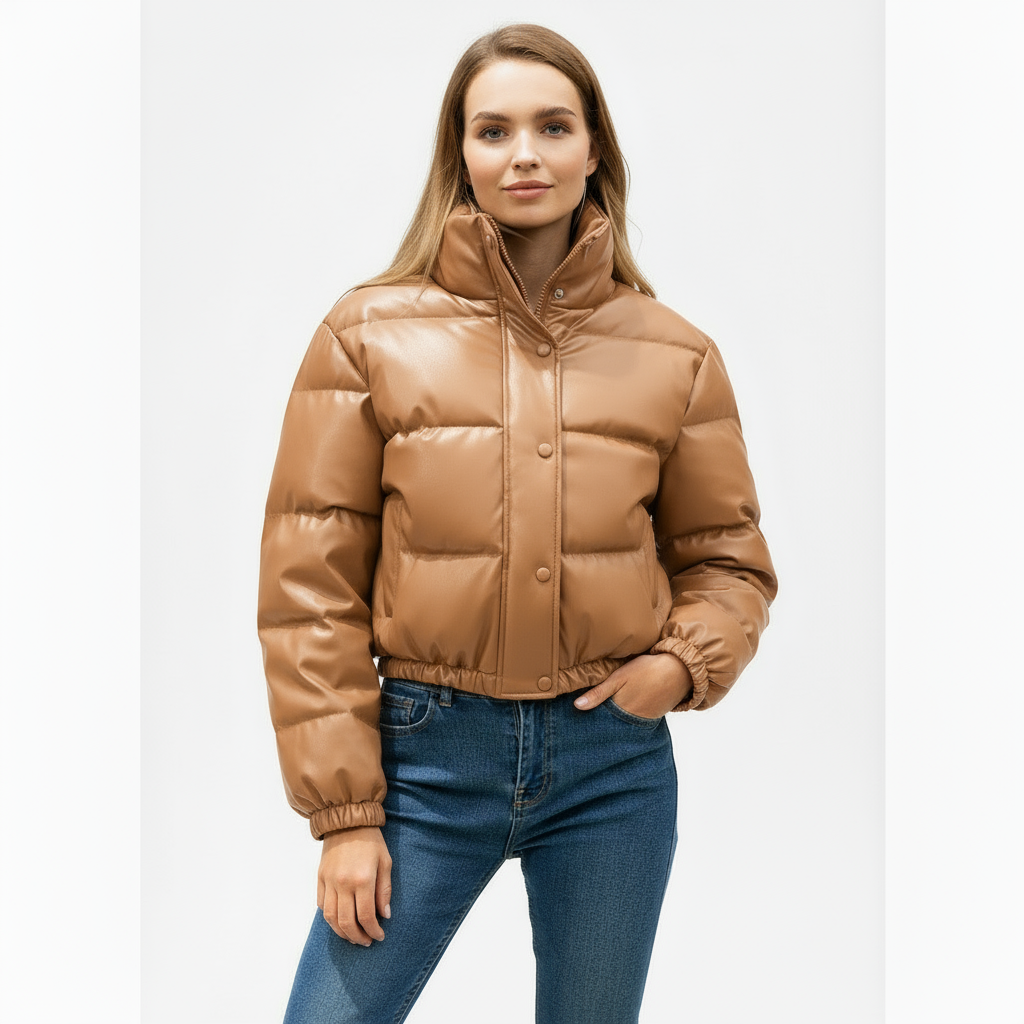 Jade | Vegane Leder-Pufferjacke