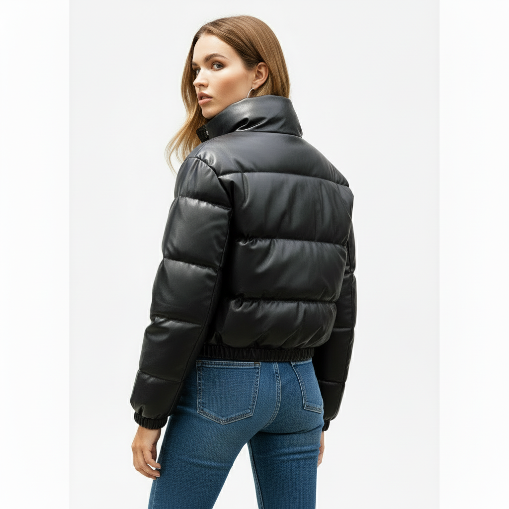 Jade | Vegane Leder-Pufferjacke
