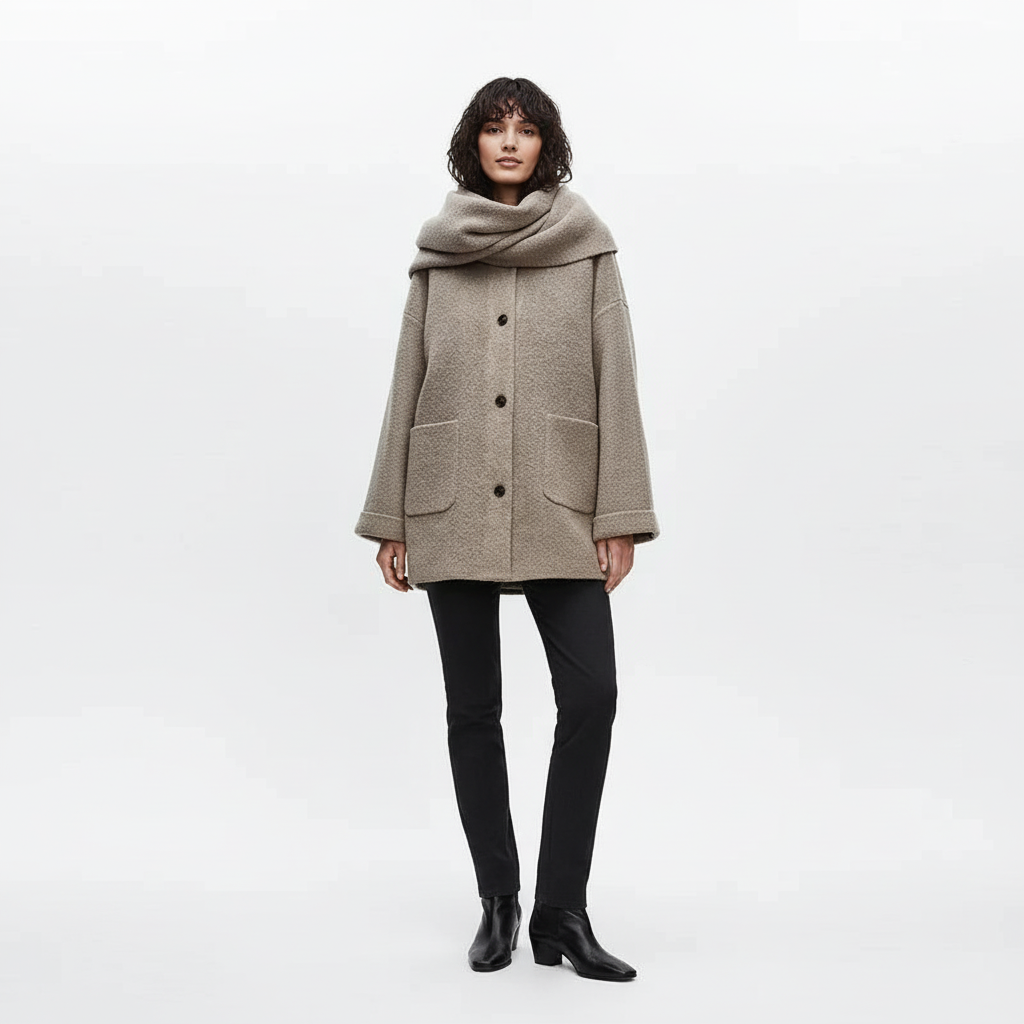 Elena | Bouclé Wolljacke mit Schalkragen