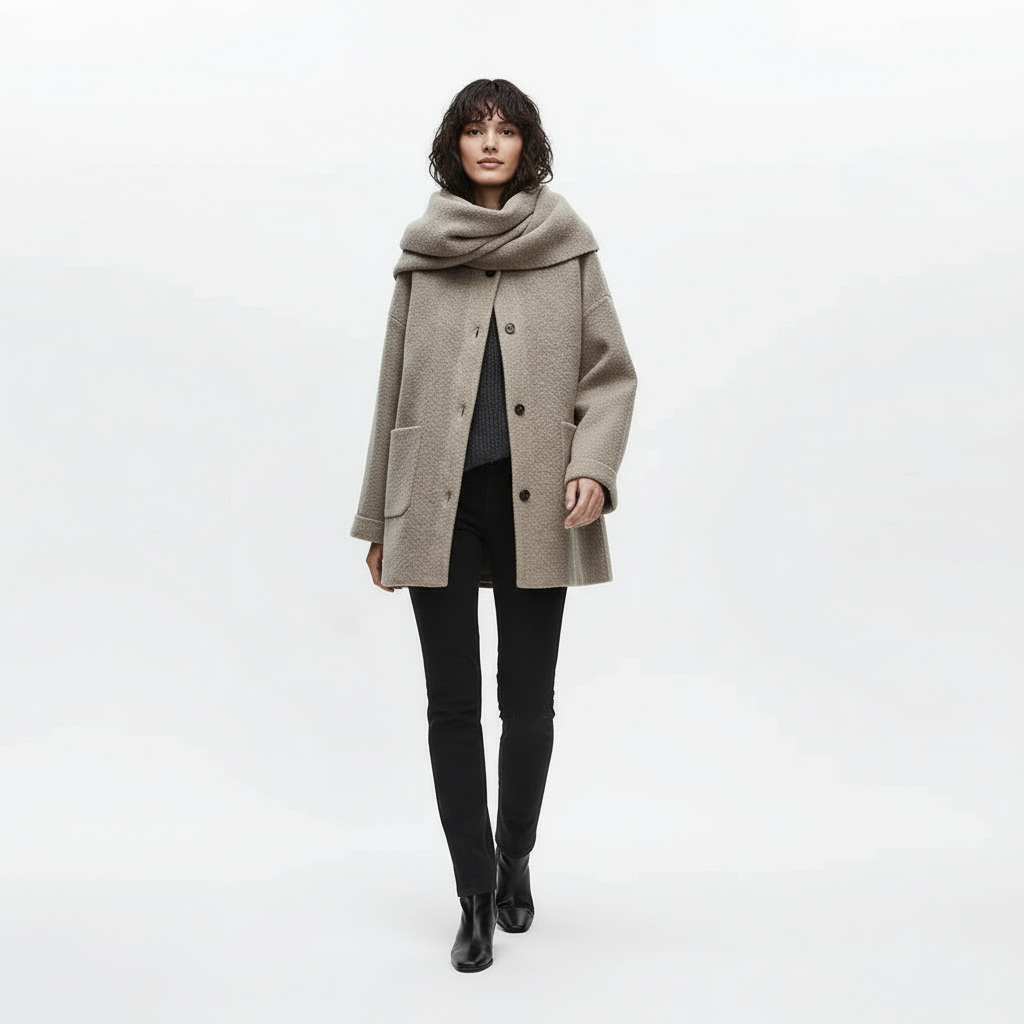 Elena | Bouclé Wolljacke mit Schalkragen