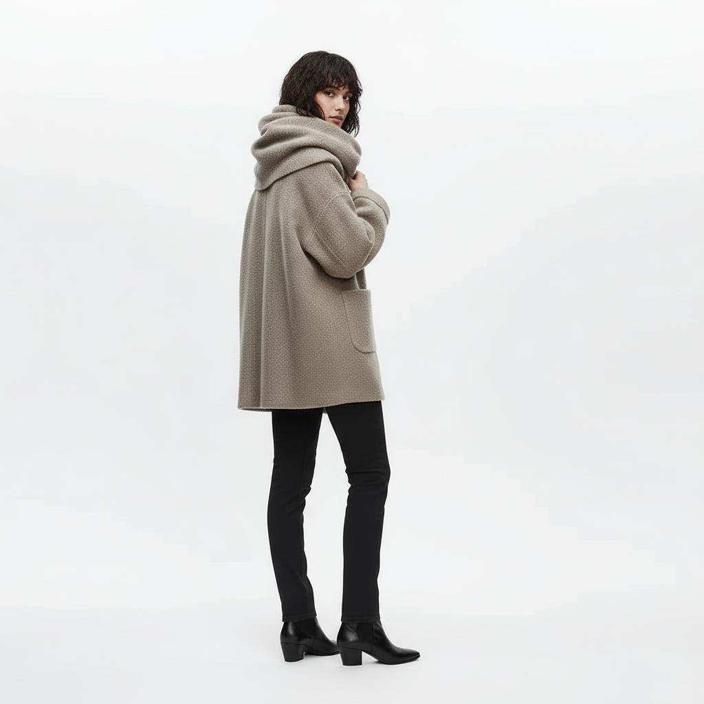 Elena | Bouclé Wolljacke mit Schalkragen
