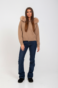 Faye | Strickjacke mit Kunstfell-Kragen