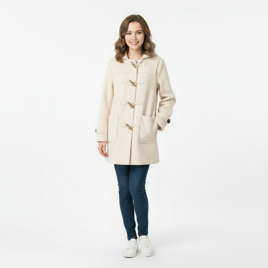 Tess | Kurzer Mantel mit Holzknopf
