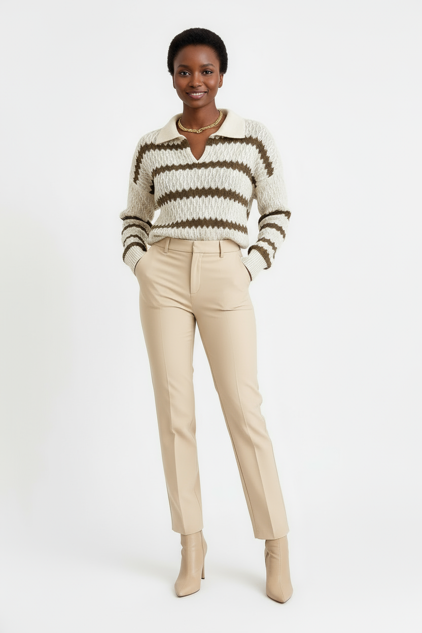 Vera | Gestreifter V-Ausschnitt Strickpullover
