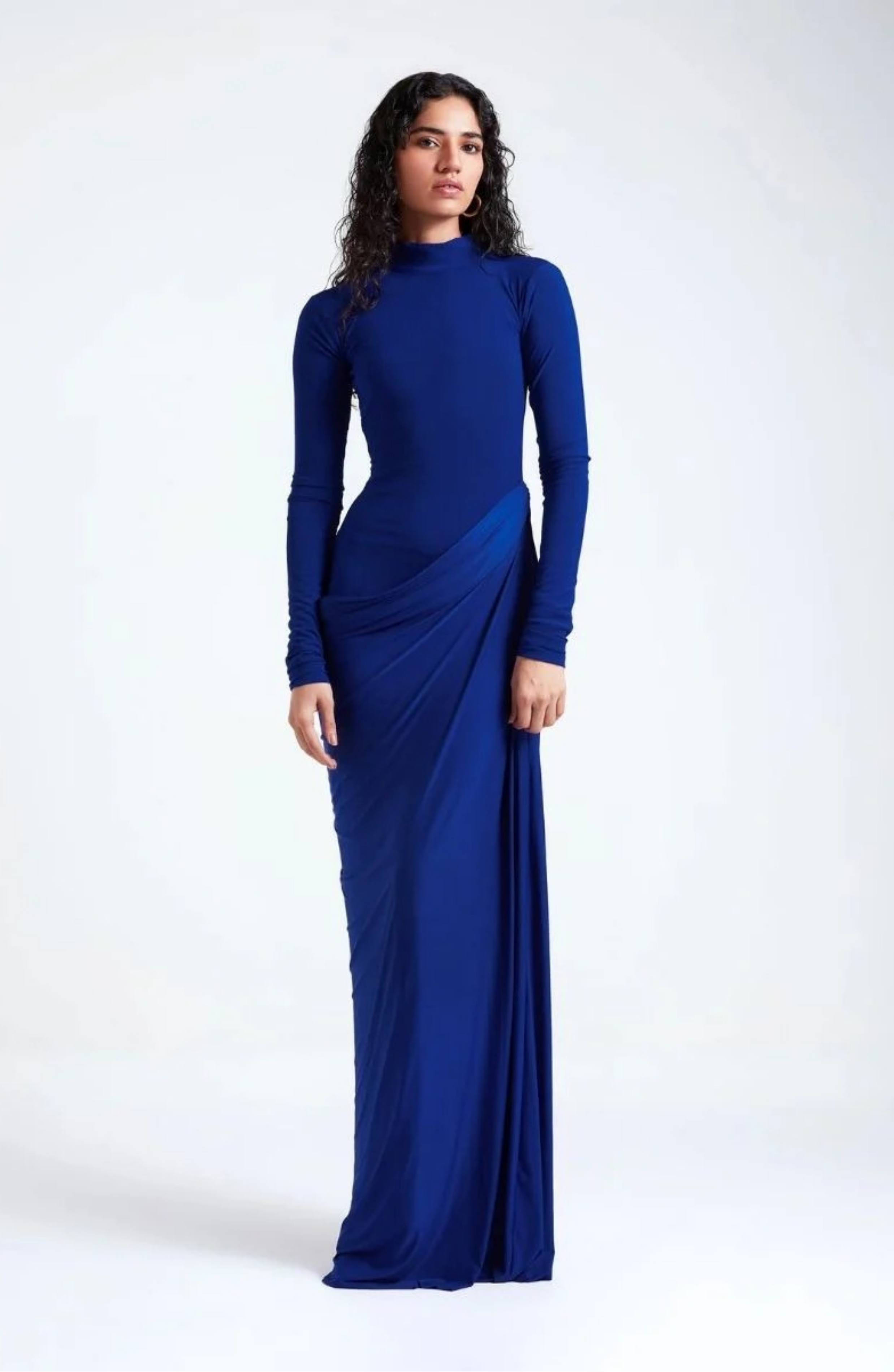 Cleo | Maxikleid blauer Schleier
