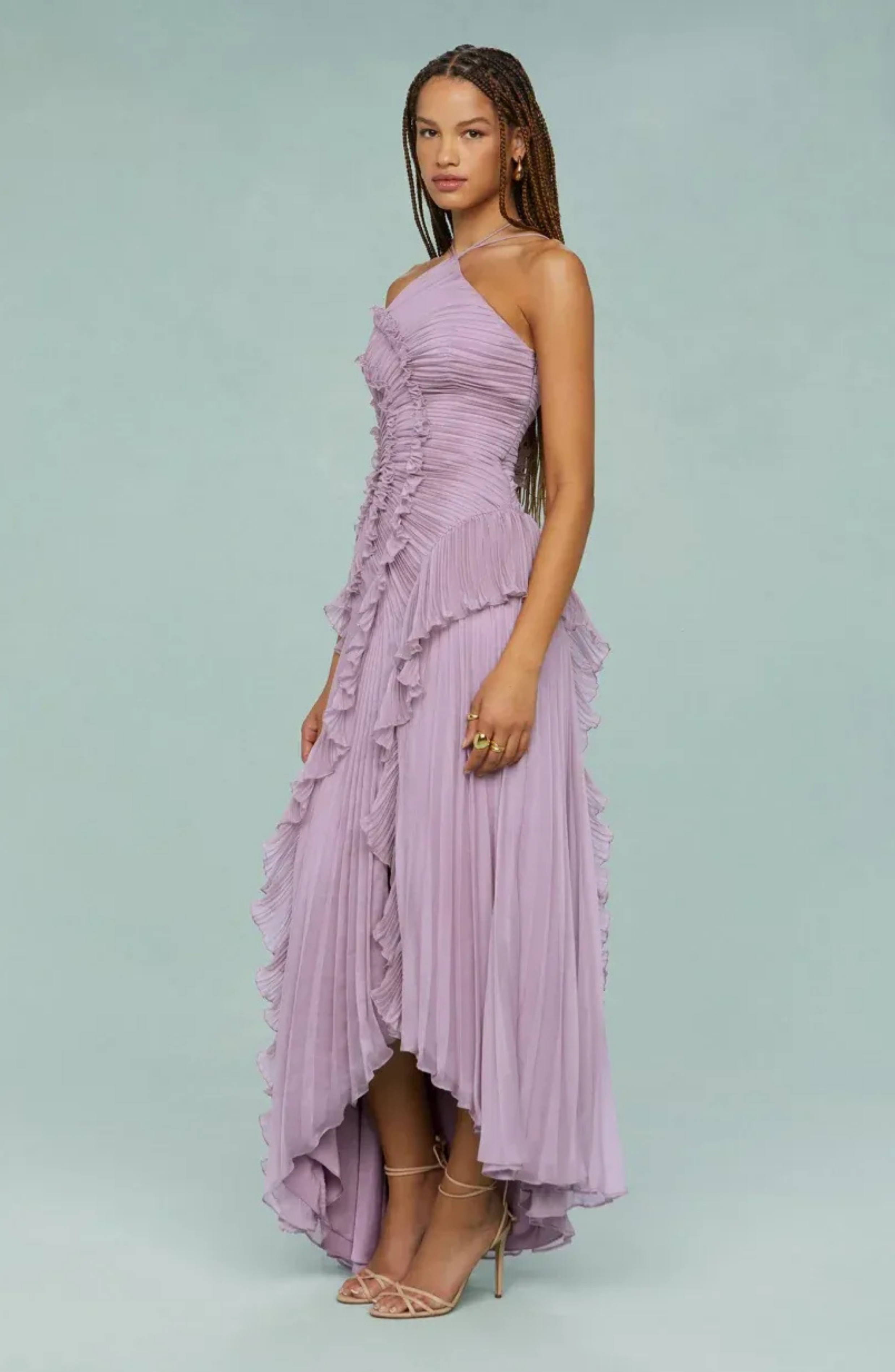 Faltenrüschenshirt Maxikleid