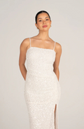 Imani | Weißes Pailletten-Maxikleid