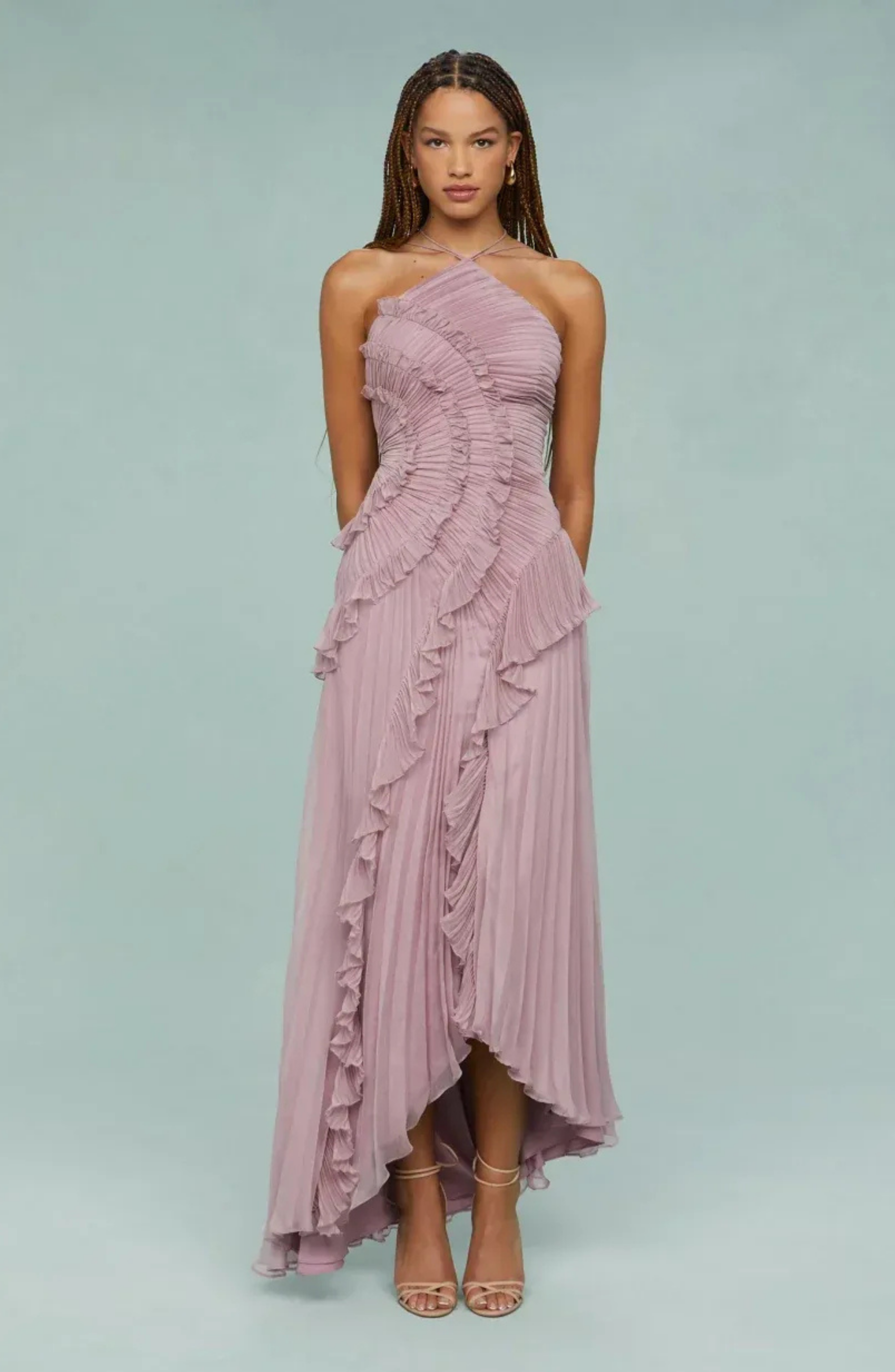 Faltenrüschenshirt Maxikleid
