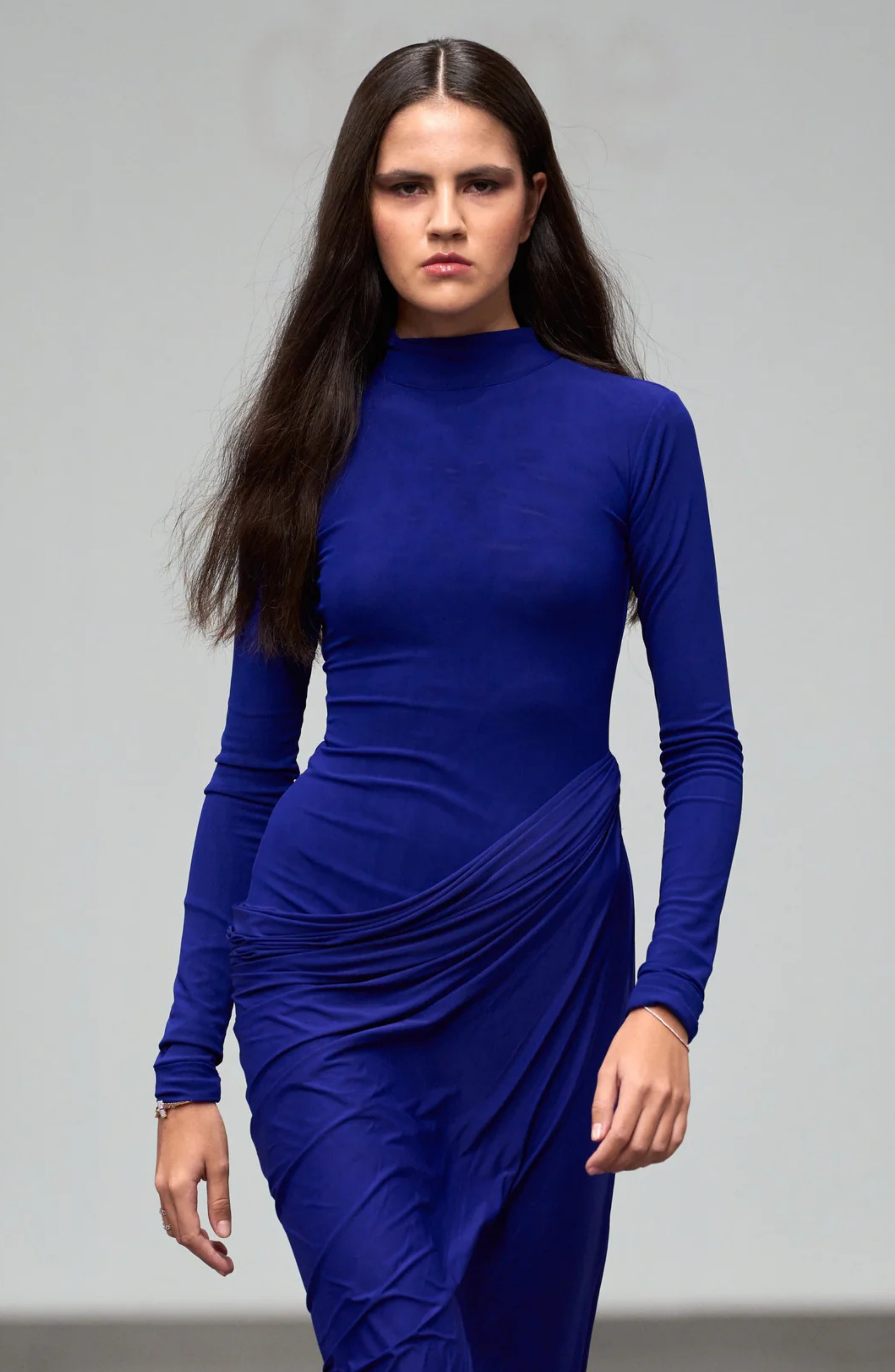 Cleo | Maxikleid blauer Schleier