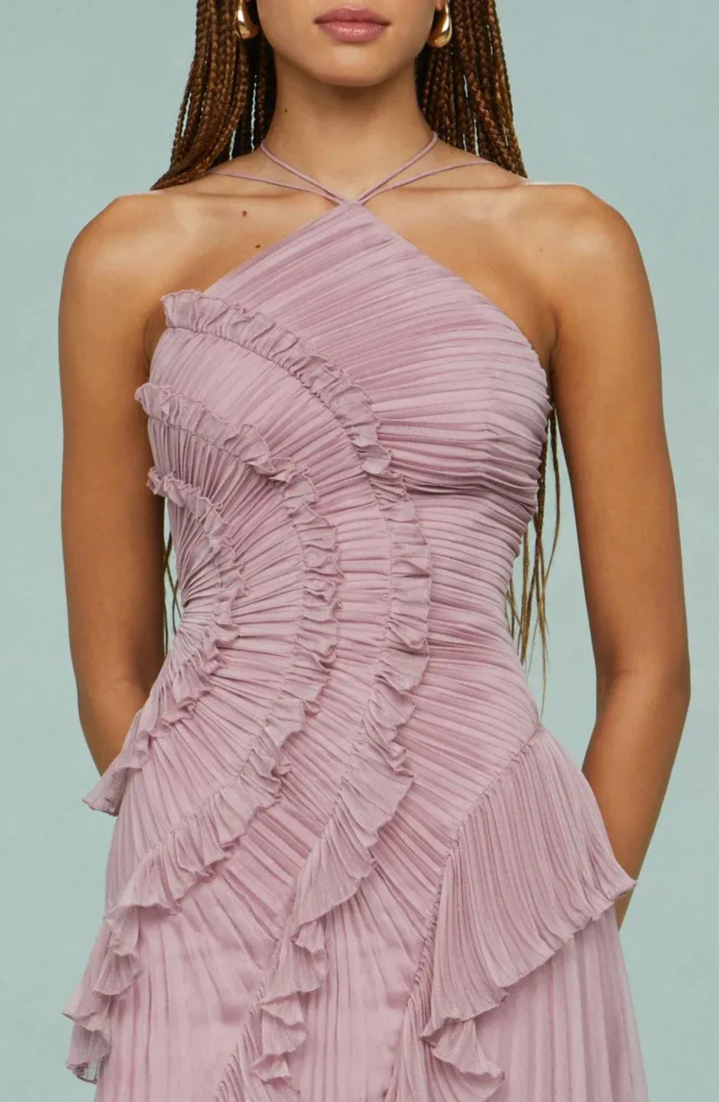 Faltenrüschenshirt Maxikleid