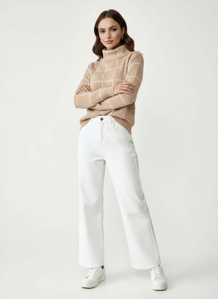 Elody | Karo-Rollkragenpullover