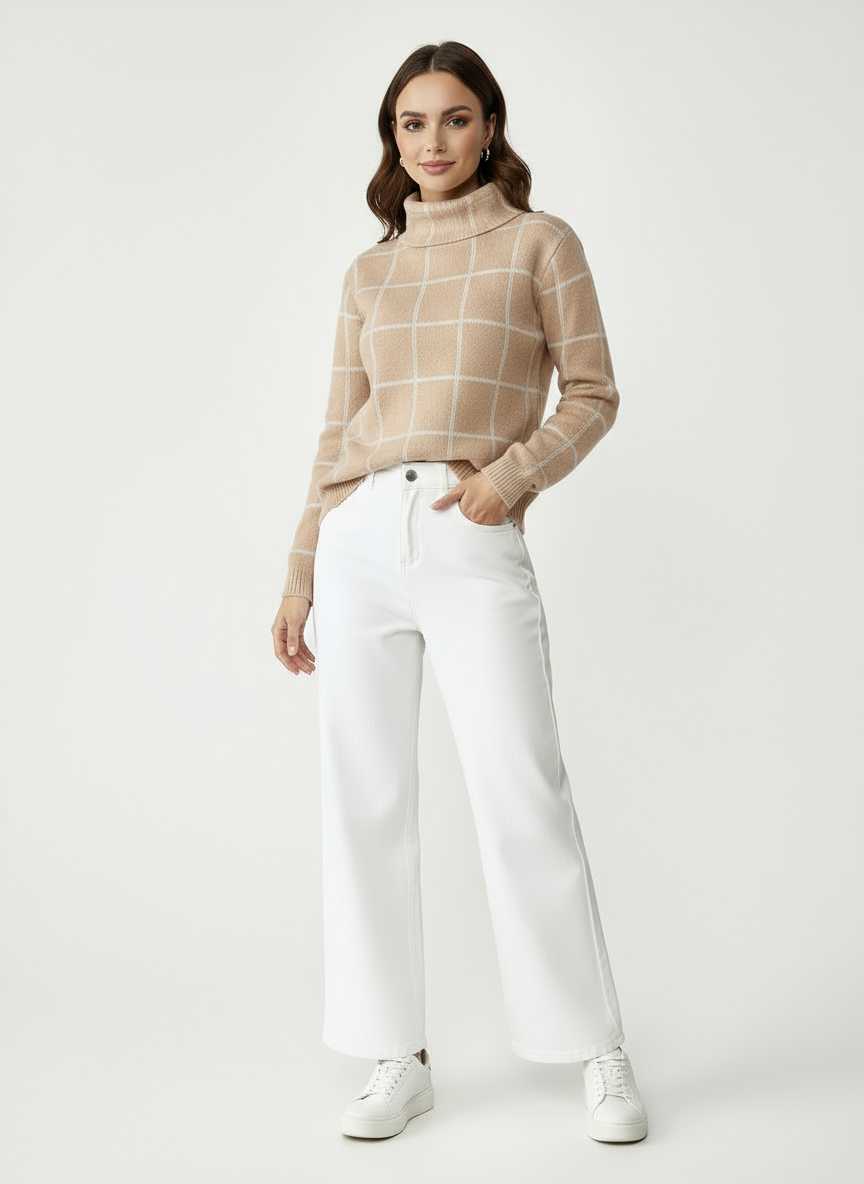 Elody | Karo-Rollkragenpullover