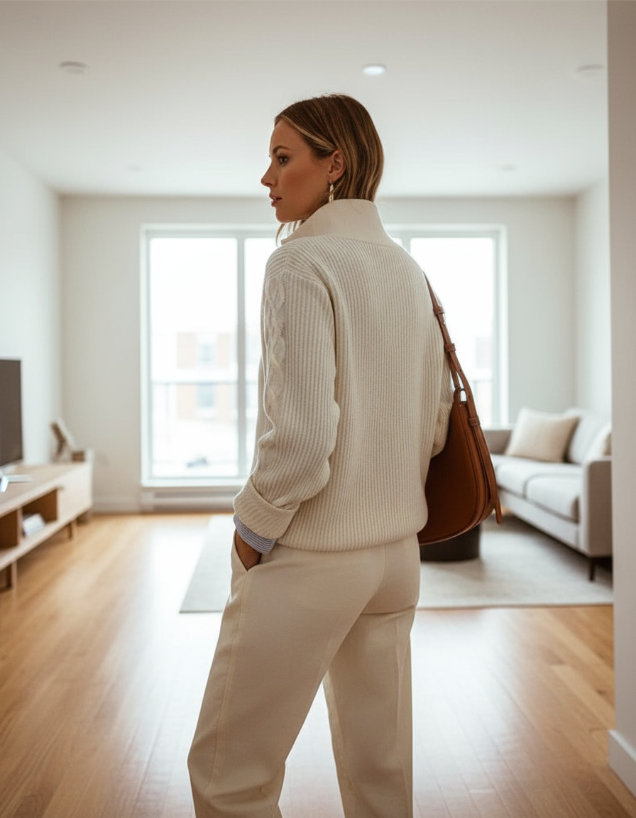 Lila | Kabelstrick Half-Zip