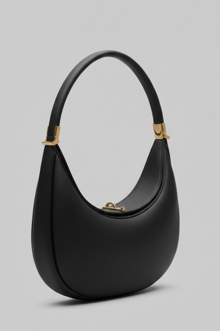 Arvella Schultertasche in Lila Crescent-Form | Saliénne