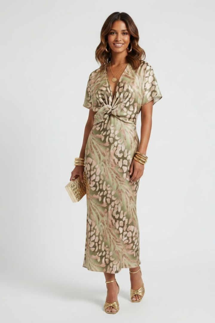 Auralia | Plissiertes Blumen-Midikleid