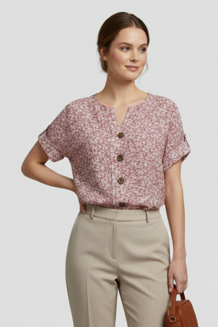 Calista | Blumen-Kurzarmbluse