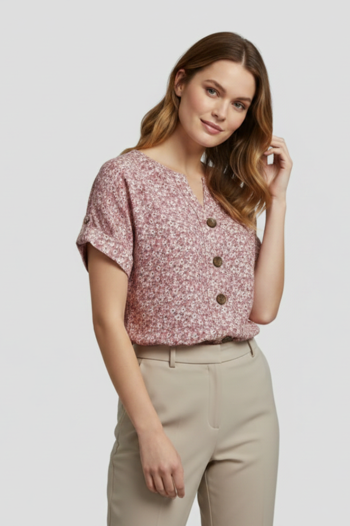 Calista | Blumen-Kurzarmbluse