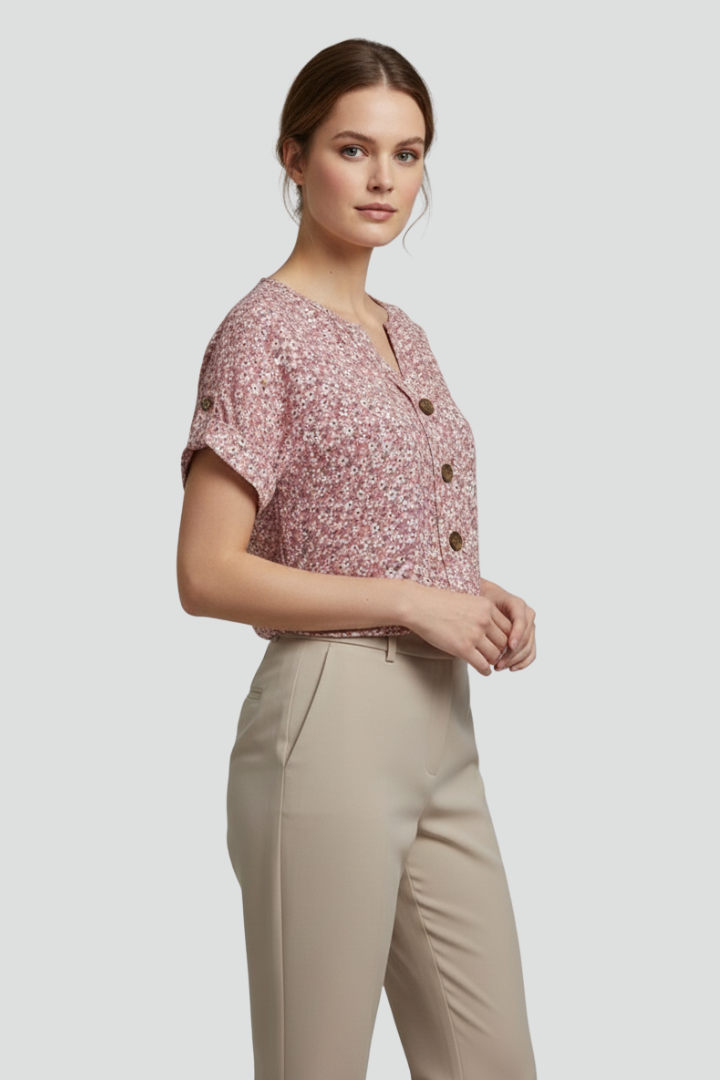 Calista | Blumen-Kurzarmbluse