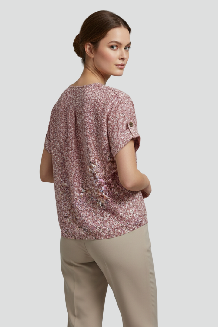 Calista | Blumen-Kurzarmbluse