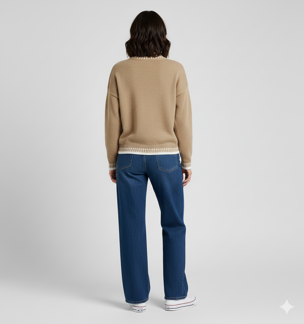 Chloe | Schwarzer Pullover mit Häkelherz-Applikation