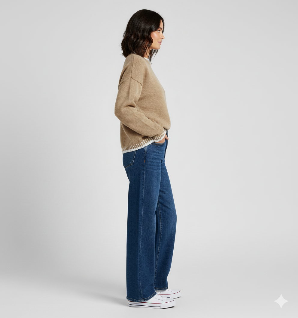 Chloe | Schwarzer Pullover mit Häkelherz-Applikation