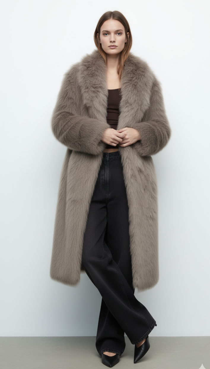 Narcissa | Eleganter Kunstpelzmantel mit Kragen
