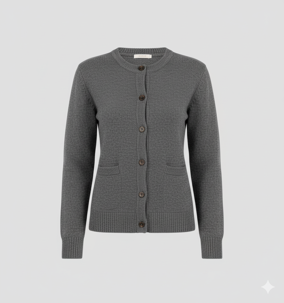 Elodie | Dunkelgraue Feinstrickjacke mit Knopfverschluss