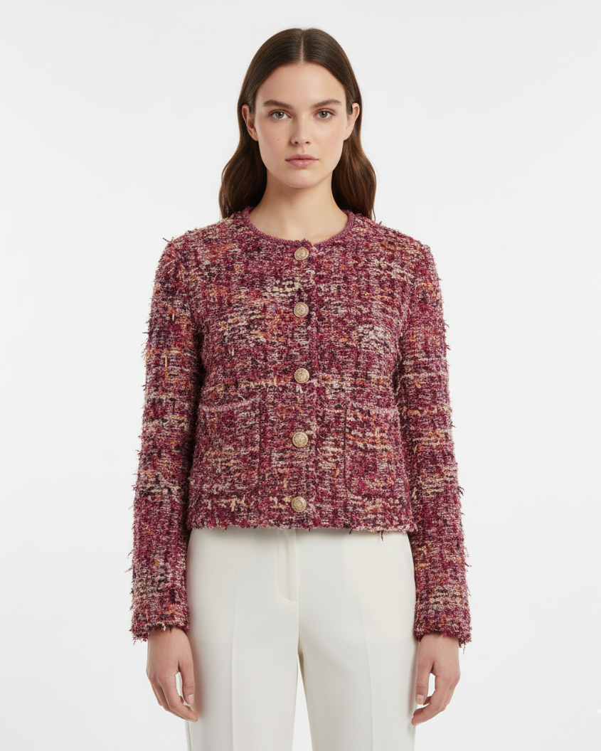 Anouk | Bouclé Blazer mit Knopf-Detail