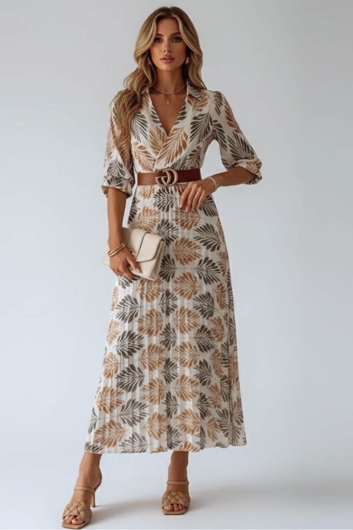 Kinsley | Blumen-Maxikleid Kurzarm