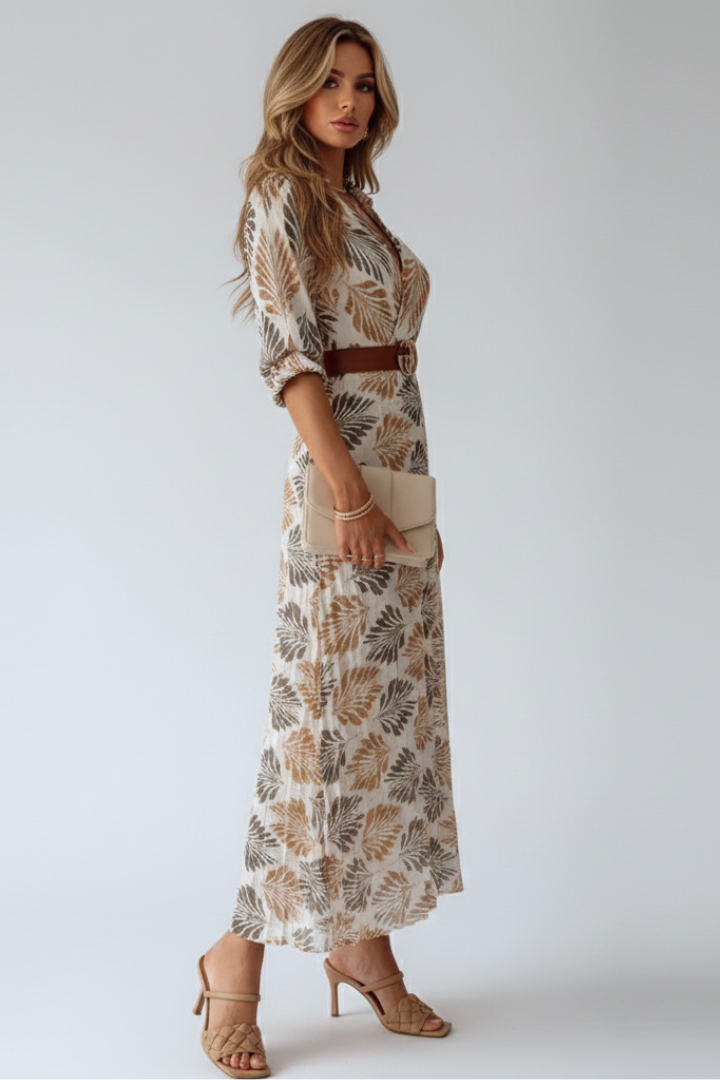 Kinsley | Blumen-Maxikleid Kurzarm